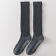 Long yoga socks for women in autumn and winter, terry non-slip pilates running and fitness calf bubble socks, gray, tube height 35cm, 1 pair, one size fits all (35-40) terry bottom/anti-slip glue