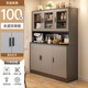 Gabinete de almacenamiento para el hogar, sala de estar, gabinete para vinos, gabinete lateral, gabinete de almacenamiento multifuncional, aparador, gabinete de almacenamiento de pared, cocina, restaurante, tablero ecológico de madera maciza + puerta de gabinete visual, gris claro de lujo, 100 cm