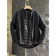 Xiaohongshu Autumn New Simple Fake Two Piece Henley Collar Cardigan Sweater Men's Trendy Loose and Versatile Black M 100-120Jin Jin is equal to 0.5kg
