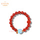 La Yun Feiyin Natural Full Flesh Southern Red Bracelet Women's S925 Silver Plated 18K Gold Sea Grain Stone 10mm Ball Bracelet S 13.5cm-15cm 10mm