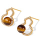 Lnieer925 silver needle tiger eye stone earrings without pierced ears clip gourd earrings high-end Maillard autumn and winter versatile earrings tiger eye stone gourd earrings 925 silver needle