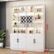 Yusenyi wine cabinet glass door living room display cabinet against the wall one-piece home restaurant wine rack storage and storage cabinet four doors all white length 180 width 30 height 200 white frame transparent glass