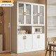 Zhong Zhangguo wine cabinet living room wall-mounted integrated cabinet home meal preparation cabinet solid wood color tea cabinet entrance display cabinet partition cabinet 8 doors 2 grids thickened and stable warm white 100x30x174c
