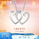 Lukfook Jewelry 18K gold heart-shaped diamond pendant for women, necklace not included, gift for girlfriend N126, total weight 0.85 grams