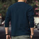 Style Retro Henley Long Sleeve T-Shirt Men's 2025 Autumn 250g Pure Cotton Side Seamless Henley Collar Bottoming Shirt Denim Blue 250g Pure Cotton S S Reference 100-125Jin Jin is equal to 0.5 kg