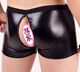 Men's sexy underwear men's special open thong patent leather pants nightclub ds performance clothing black + red edge L