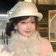 Fat Donglai's same style winter French lady lace bow woolen beret women's season 2025 new white bow woolen hat