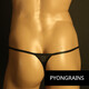 PYONGRAINS2021 thin silky men's thong ice silk men's T-pants with large bag breathable low-waist sexy men black S