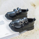 Girls' Velvet Leather Shoes 2025 Winter New Children's Princess Shoes College Style Small Single Shoes Soft Sole Black Loafers Black Velvet Size 33 Inner Length Approximately 20.2CM