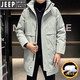 JEEP SPIRIT冬季潮胖男痞帅派克连帽加棉风衣棉衣棉服加肥大码加厚中长款外套 【加棉】军绿 加厚 L 165：115斤以内