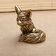 Huaiman pure brass fox ornaments small fox office living room desktop decoration tea pet car crafts copper seven-tailed fox (1 piece)