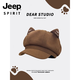 JEEP2025 new cute cat ear brown octagonal hat for women in autumn and winter versatile face-showing small newsboy hat beret trendy cat ear bow patch one size