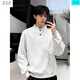 Wu Quanwan American style heavyweight velvet Henry collar inner layering shirt men's cleanfit simple right shoulder slim long-sleeved sweatshirt Black plus velvet models are in stock now Black plus velvet 5XL
