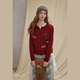 UNIFREE Qiji Red Christmas and New Year Sweater Women's Puppy Stretch Retro Round Neck Sweater Red One Size