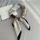 Elegant, intellectual and beautiful printed beige silk square scarf for women with mulberry silk hair tie scarf and hair tie scarf blue_ready in stock