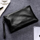 FALAMAONE genuine leather handbag men's business casual men's handbag soft first layer cowhide handbag large capacity wrist envelope bag black small size XF601 27*17cm