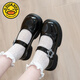 G.duck girls' small leather shoes 2025 new soft-soled children's black performance shoes for older children, college-style style princess shoes, black 26, shoe inner length 15.6cm
