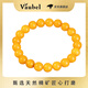 VAUBEL natural old beeswax bracelets for women, authentic chicken oil yellow bracelets, Buddha beads, and Chinese characters, super popular birthday gifts for boyfriends and girlfriends, auspicious and wealthy 10mm-collectible natural beeswax (one item, one certificate)