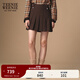 Teenie Weenie Bear Women's Skirt 2025 Autumn New Temperament College Style Simple Embroidered Pleated Skirt Brown Pre-sale M