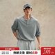 Lujiamen textured henley collar long-sleeved T-shirt men's sports fitness large size elastic bottoming shirt casual top black regular version (fabric weight 240g) 2XL recommended 180-220Jin Jin equals 0.5 kg