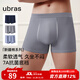 Ubras cotton antibacterial crotch men's underwear, men's mid-rise boxer briefs, comfortable and breathable boxer shorts (3 pairs), dark blue + dove feather gray + mist blue, 3 pairs L