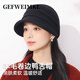 GEFWEIMKL Merino wool octagonal hat for women in autumn and winter solid color peaked hat, fashionable and versatile, warm and velvet pleated woolen hat, black, one size fits all 56-60cm