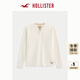 HOLLISTER25 new autumn and winter cotton LOGO Henry collar long-sleeved inner T-shirt men and women 324-5679 milk white M (180/100A)