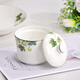 Jinlanyu bone china stew pot with lid, household small steamer, 4-inch stew pot, small bowl with porcelain lid, Wu Fu Lin Men - 4-inch stew pot, 1 piece, 380ml, 1 piece