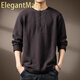 ElegantMan high-end American retro Henry collar sweater for men in spring and autumn heavyweight retro casual handsome bottoming long-sleeved sweater for men Classic S _Suitable for 90-110Jin Jin is equal to 0.5 kg