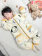 Langsha children's one-piece pajamas autumn and winter flannel thickened one-year-old baby sleeping bag boy coral velvet anti-kick quilt off-white double layer plus velvet thickened M 80cm