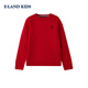 E LAND KIDS 100% cotton children's clothing girls' sweater 25 autumn and winter new round neck embroidered cable sweater EKKWF4T11ARed red/20 170
