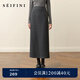 SEIFINI Meng Ziyi endorses glutinous rice straight skirt 2025 autumn and winter new style elastic waist comfortable and slim wool mid-length skirt smoke M
