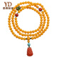 Italian beeswax bracelet for men and women, high-end multi-ring chicken fat yellow amber jade bracelet, Pixiu pendant necklace, cultural toy jewelry, 6mm, 108 pieces (one item, one certificate)