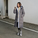 Tambor down jacket women's long 25 winter removable hood casual bread coat thickened and warm TB5550888D Blue Star Gray M (165)
