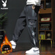 Playboy (PLAYBOY) overalls men's autumn and winter pants men's casual pants loose leggings trendy trousers black XL