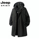JEEP SPIRIT Large Size Men's Mid-Length Windbreaker Jacket Men's Spring and Autumn Style Fatty Loose Plus Fat Extra Large Hooded Fat Man Coat Black 2XL (220Jin Jin is equal to 0.5kg -245Jin Jin is equal to 0.5kg)