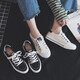 Human-born men's shoes canvas shoes men's autumn 2024 new casual shoes trendy versatile low top flat shoes black couple style black 42
