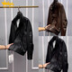 2025 New Motorcycle Pu Leather Jacket Men's Autumn and Winter Trendy Loose Workwear Jacket Men's Trendy Versatile and Handsome Black QN#PU9127 High Quality 3XL (Recommended 165-180Jin Jin equals 0.5kg)