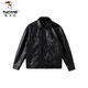 Woodpecker men's handsome men's motorcycle short leather jacket men's autumn and winter new trendy loose pu leather jacket black 2XL
