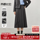 Shandubila temperament commuter skirt women's autumn and winter fashionable high-waisted pleated skirt mid-length A-line skirt dark gray M