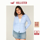 HOLLISTER25 new autumn and winter Y2K hot girl slim striped lace-up poplin shirt women's 340-5486 blue striped XS (160/80A)