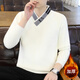 Jacket sweater men's velvet thickened winter warm sweater Korean style men's imitation mink velvet Henry collar bottoming shirt top 24014 white M recommended 80-100Jin Jin equals 0.5 kg