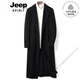 JEEP SPIRIT sense Australian wool woolen coat men's long knee-high double-breasted slim coat windbreaker cool black_132_double-breasted_notched upside down collar high-end quality_very one size 48