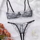 Universal French popular style sexy open-back underwear lace bra set with push-up see-through pure lust style temptation-free thong S 32/70ABCD
