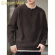 ElegantMan Henry Collar Sweater Men's 2025 New Autumn and Winter Loose Lazy Style Boys' Sweater Tops Men's Trendy Brown M_Suitable-135Jin Jin is equal to 0.5 kg