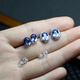 Xidian picked up blue topaz earrings for women Tanzanite blue s925 silver inlaid with Princess Diana's four claws simple oval earrings simple style
