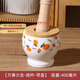 GIOIO special retro thickened garlic mortar for pounding garlic, hand-pressed lidded masher, commercial threaded grinding porcelain jar with lid, all the best, garlic pounder-400ml + beech stick + bamboo lid