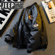 JEEP SPIRIT Jeep American fashion brand PU leather motorcycle cotton jacket men's winter thickened warm baseball jacket cotton jacket black M (100-130Jin Jin equals 0.5 kg)