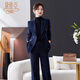 Davia High-End Suit Suit Women's Fashion Slim Suit Jacket Women's Professional Slim Business Formal Wear Navy Suit + Wide Leg Pants Thick XL (115-125 Jin Jin equals 0.5 kg)