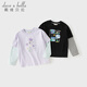 DAVE&BELLA girls' T-shirt pure cotton little boy fake two-piece top 2026 spring new style medium and large children's bottoming shirt children's clothes black ready stock 140 cm (recommended height 130-140cm)